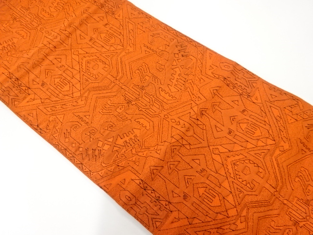 JAPANESE KIMONO / VINTAGE NAGOYA OBI / WOVEN BIRD & GEOMETRIC